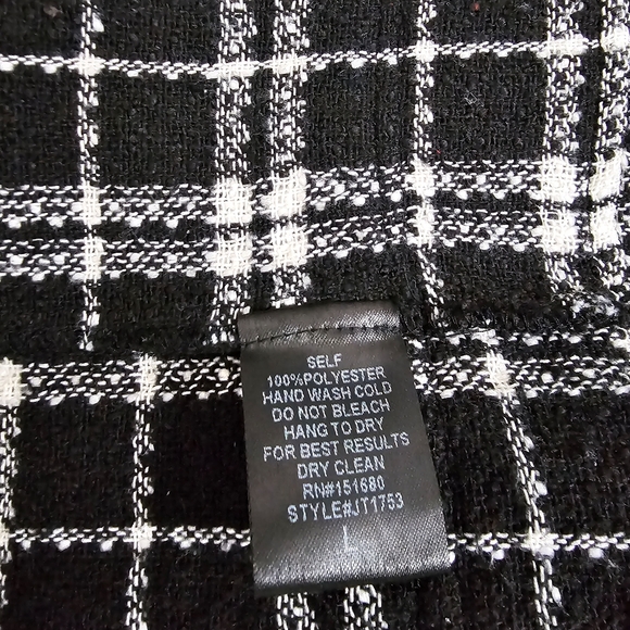 Storia Black White Tweed Raw Edge Open Front Crop Blazer Jacket - Picture 9 of 10